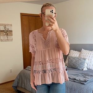 Pink Lace Blouse